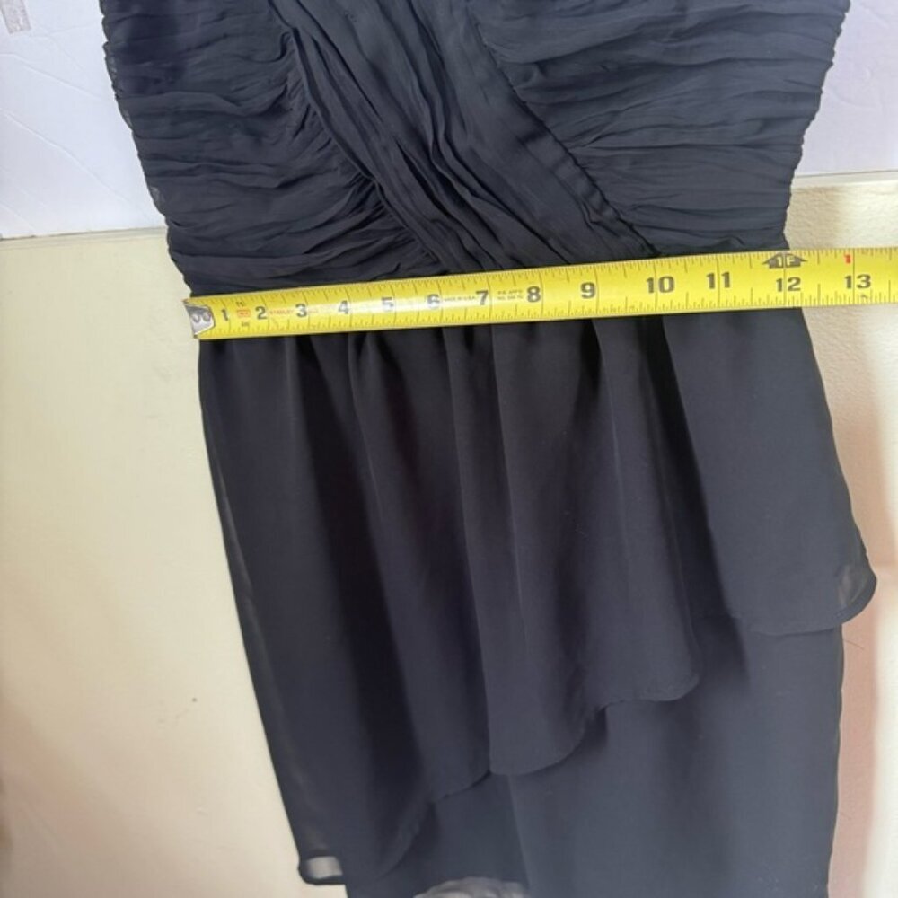 Guess NWOT Chiffon Evening Dress Ruched Sweetheart Faux Wrap Skirt Ruffle Draped - Picture 14 of 16